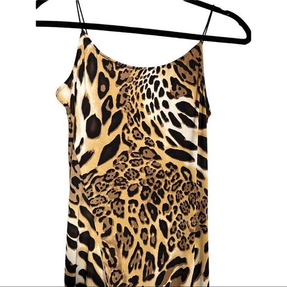 Vintage Animal Print Womens Sz Small Dress Asymmetrical Ruffle Hem Newport News - Picture 4 of 11